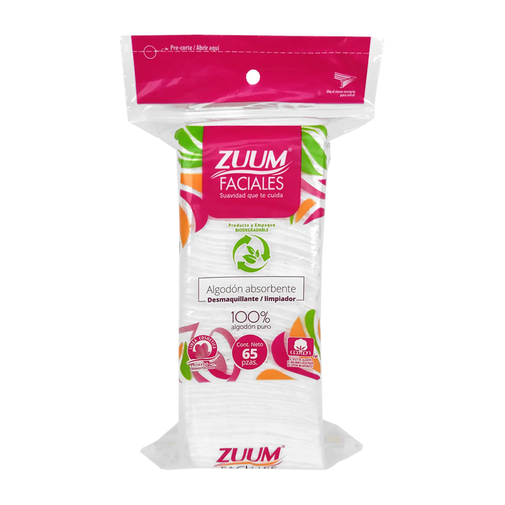 ALGODON ZUUM FACIAL - 65 Piezas