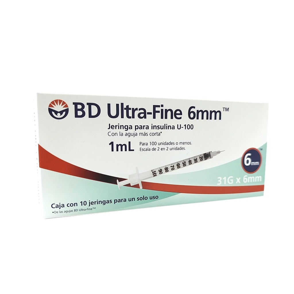 JERINGA DESCHABLE PARA INSULINA BD ULTRA FINE 1ml 31g X 6mm 10pz
