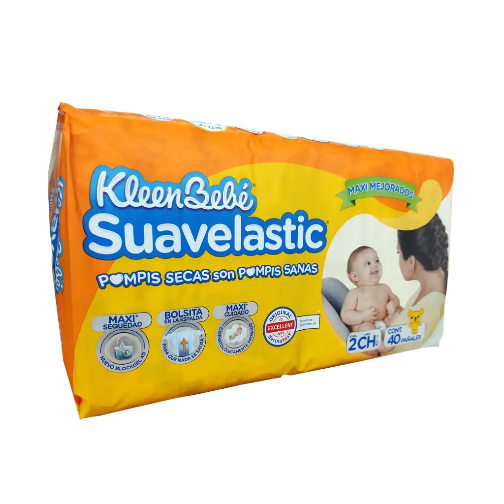 PAÑALES KLEENBEBE SUAVELASTIC E2 CHICO 40 Pzs