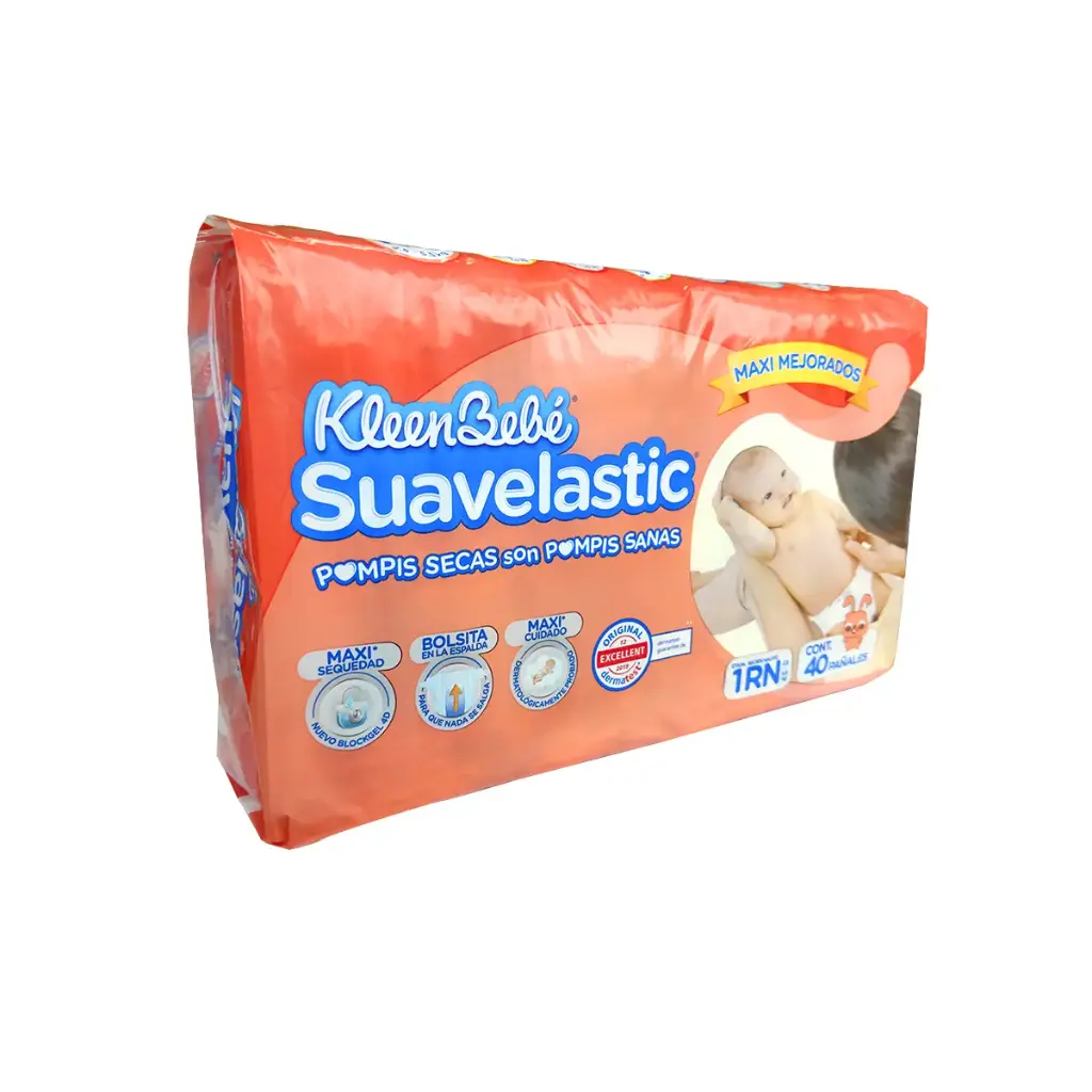 PAÑALES KLEENBEBE SUAVELASTIC RN E1 40 Pzs