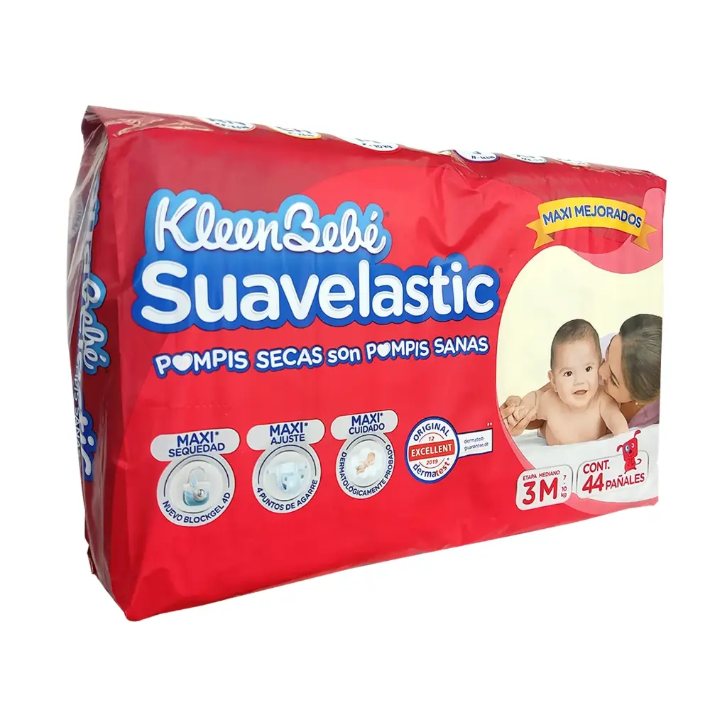 PAÑALES KLEENBEBE SUAVELASTIC MED E3 44 Pzs