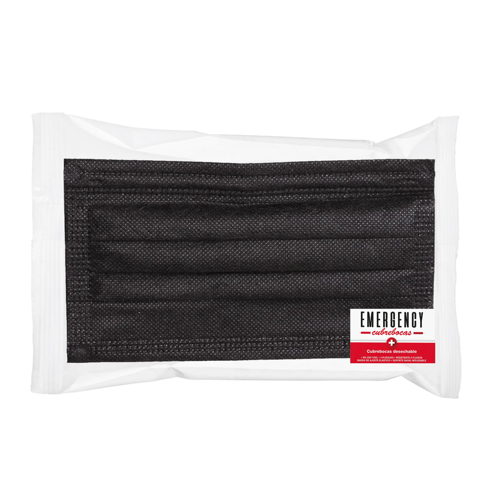 CUBREBOCAS EMERGENCY NEGRO - 1 Cubrebocas