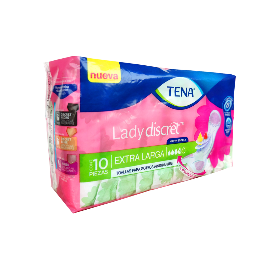TOALLAS TENA LADY DISCRET EXTRA LARGA 10 Piezas
