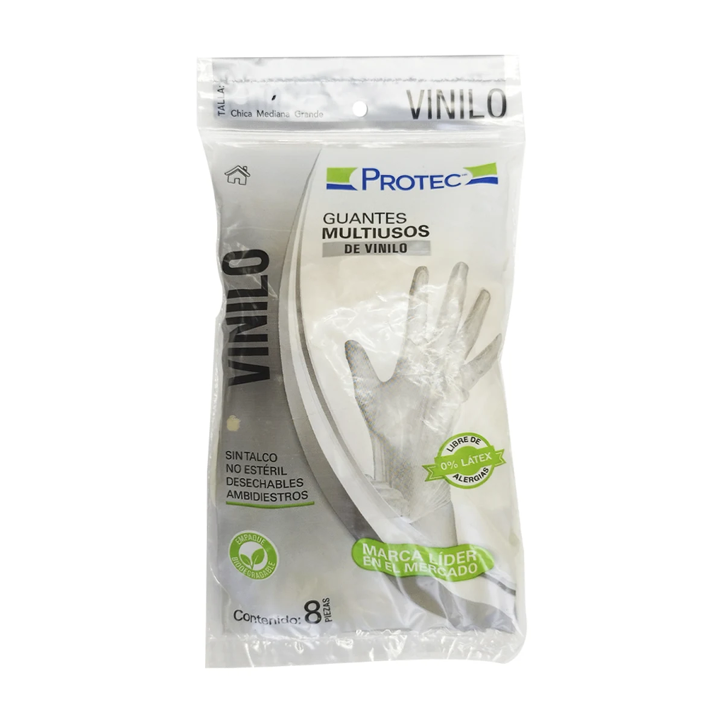 GUANTE MULTIUSOS DE VINILO - 8 Piezas