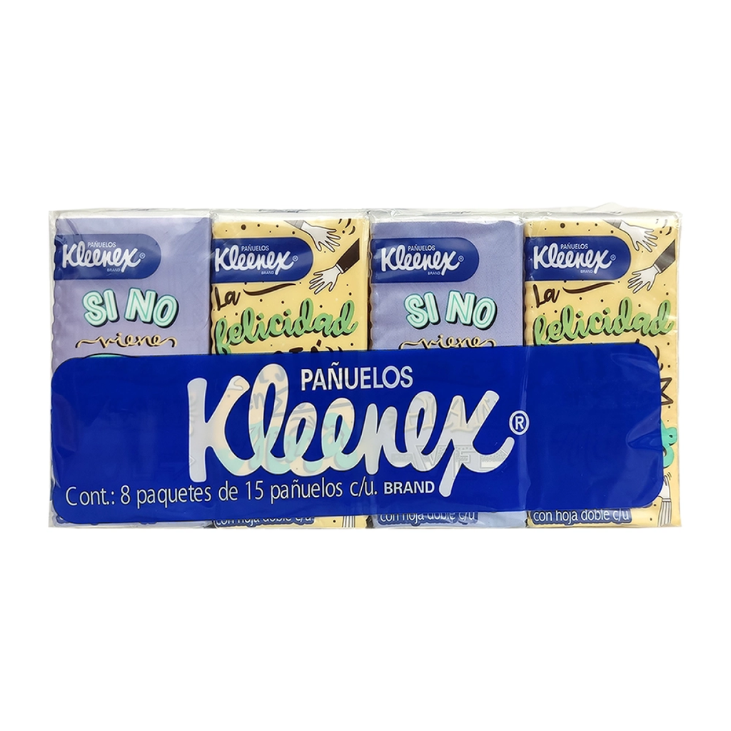 PAÑUELOS KLEENEX 8 PAQUETES DE 15 PAÑUELOS