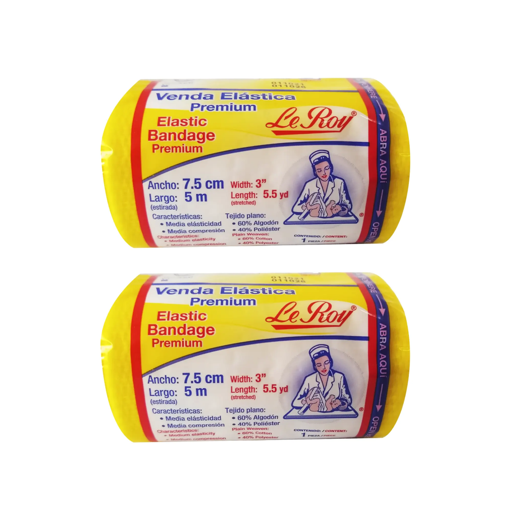 VENDA ELASTICA LE ROY DOS PZS DE 7.5cm X 5m C/U 7.5cm X 5m 2 Piezas