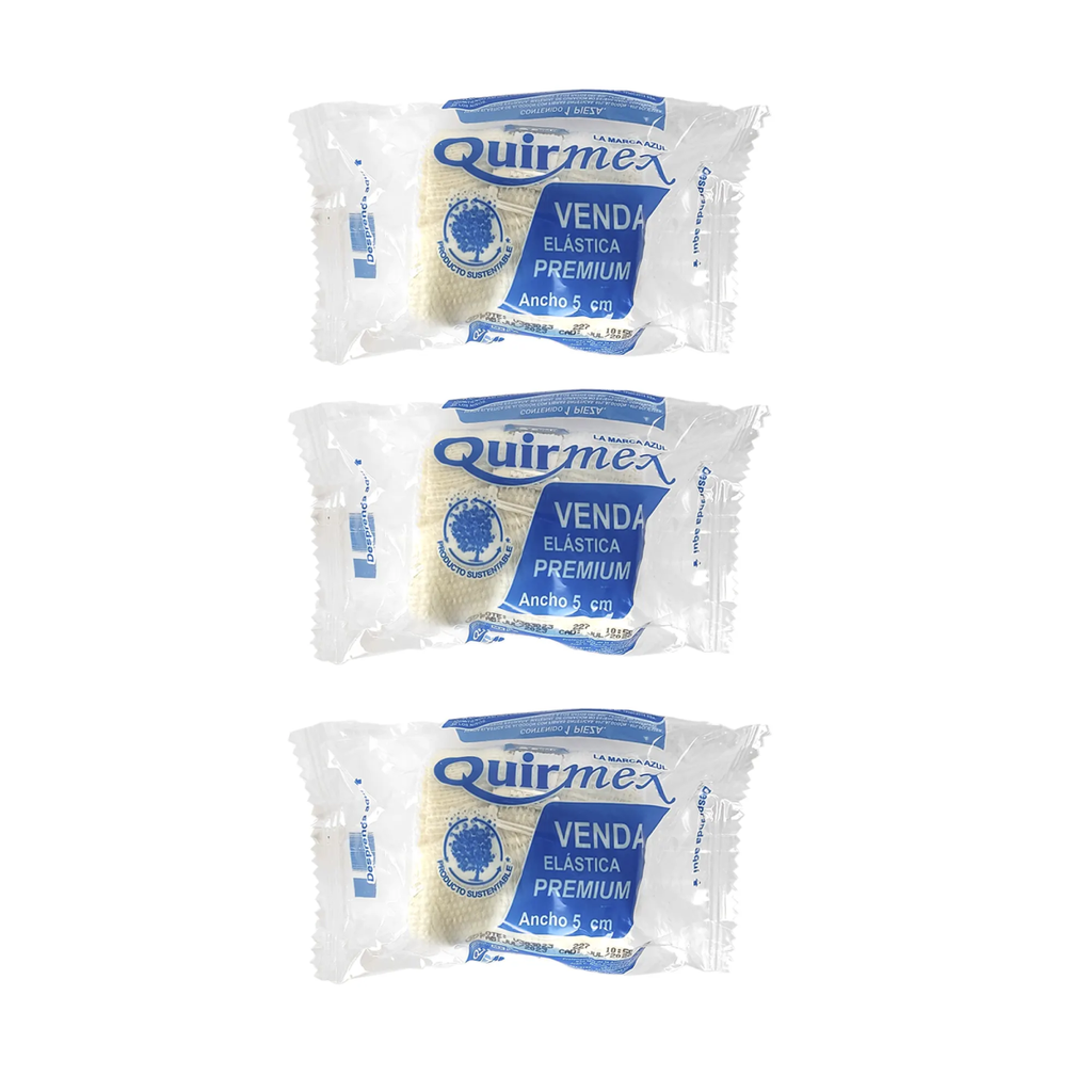 VENDA ELASTICA QUIRMEX TRES PZS DE 5cm X 5m C/U 3 Pzs