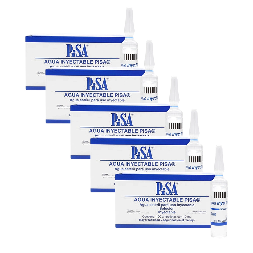 AGUA INYECTABLE PISA CINCO PZS DE 10 ML C/U 10 ml 5 Ampolletas