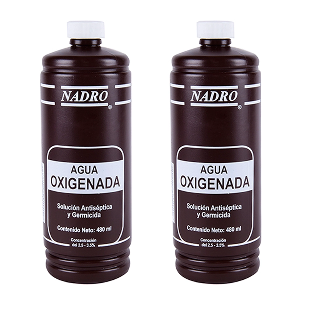 AGUA OXIGENADA NADRO DOS PZS DE 480 ML C/U - 960 Mililitros