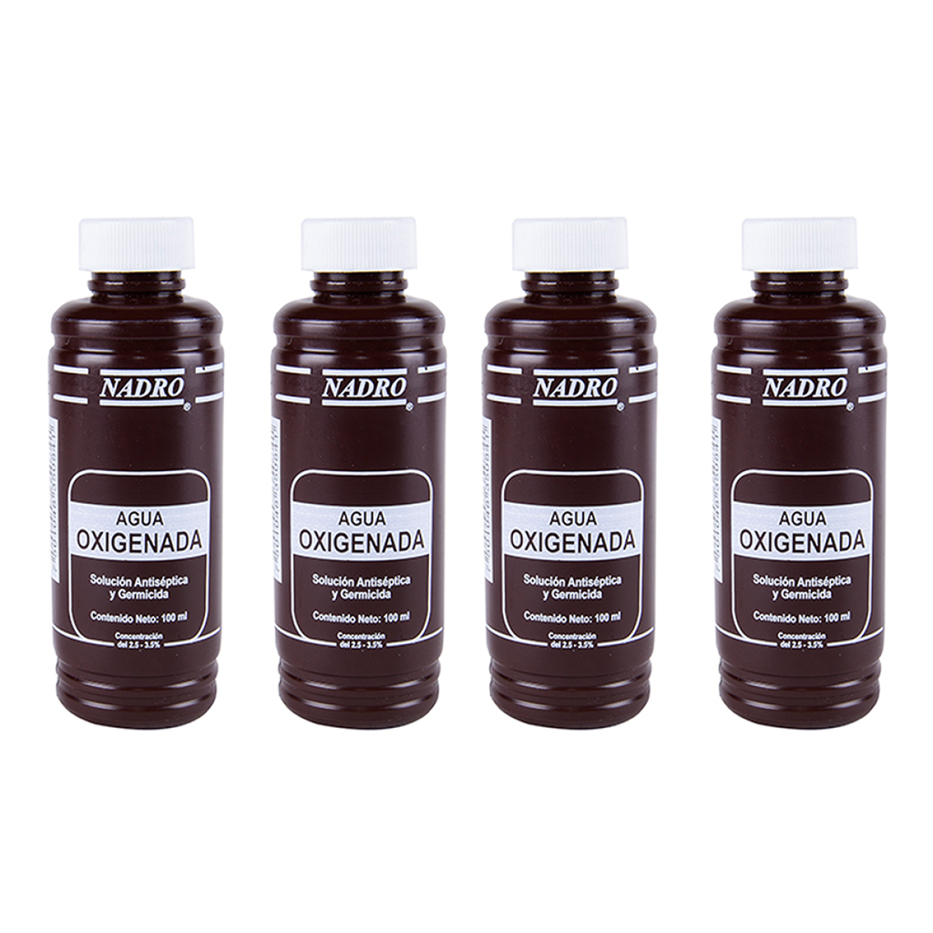AGUA OXIGENADA NADRO CUATRO PZS DE 100 ML C/U - 400 Mililitros