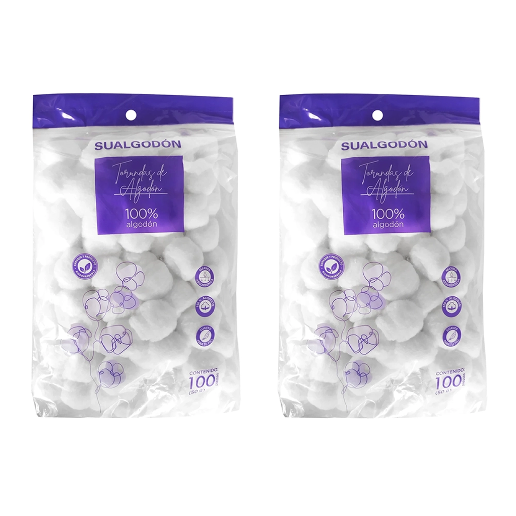 TORUNDA SSU ALGODON DOS BOLSAS C/100 TORUNDAS C/U - 200 Piezas