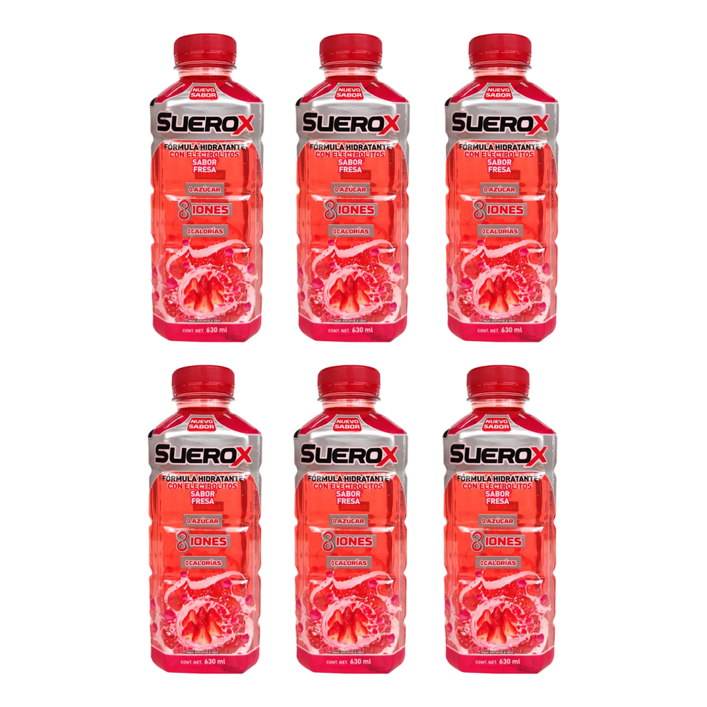 SUEROX 8IONES FRESA SEIS PZS CON 630 ML C/U - 6 Piezas