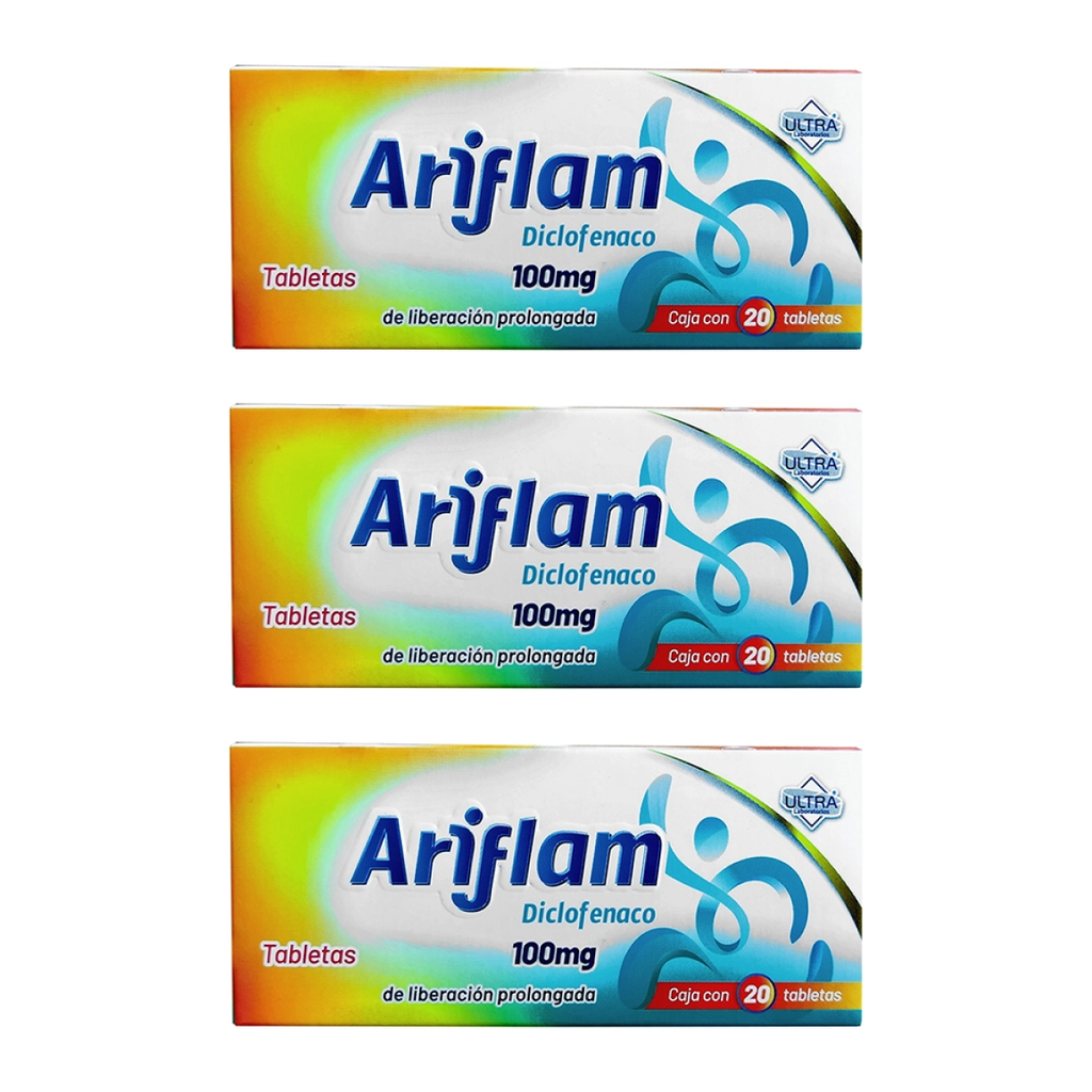 ARIFLAM 100 MG TRES CAJAS CON 20 GRAG C/U 100 mg 60 Grageas