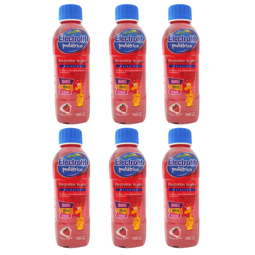 ELECTROLIT FRESA PED 6 PZS CON 500 ML C/U