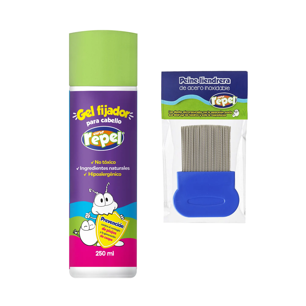 KIT ANTI PIOJOS SURE REPEL INFANTIL 1 GEL Y 1 PEINE LIENDRERO