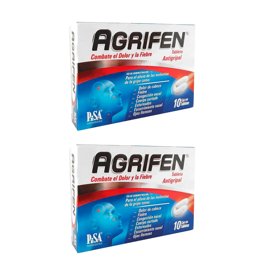 AGRIFEN DOS CAJ C/10 TABS C/U 500/25/5/4 mg 20 Tableta(s)