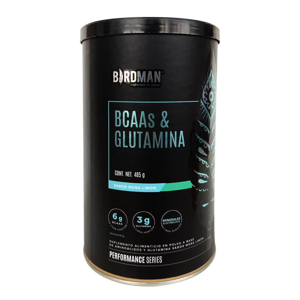 BCAAS Y GLUTAMINA MORA - LIMON BIRDMAN 405g 