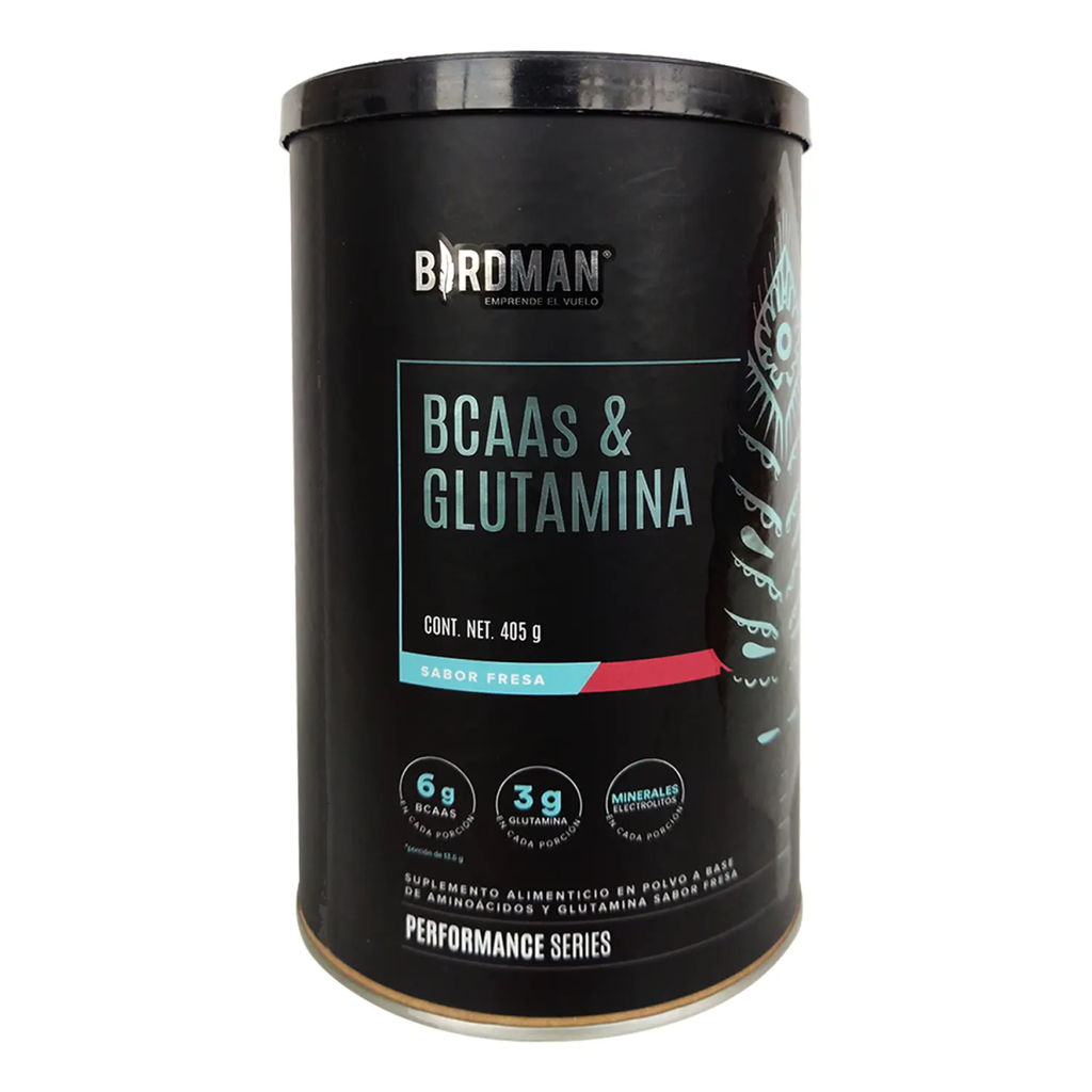 BCAAS Y GLUTAMINA FRESA BIRDMAN 405g