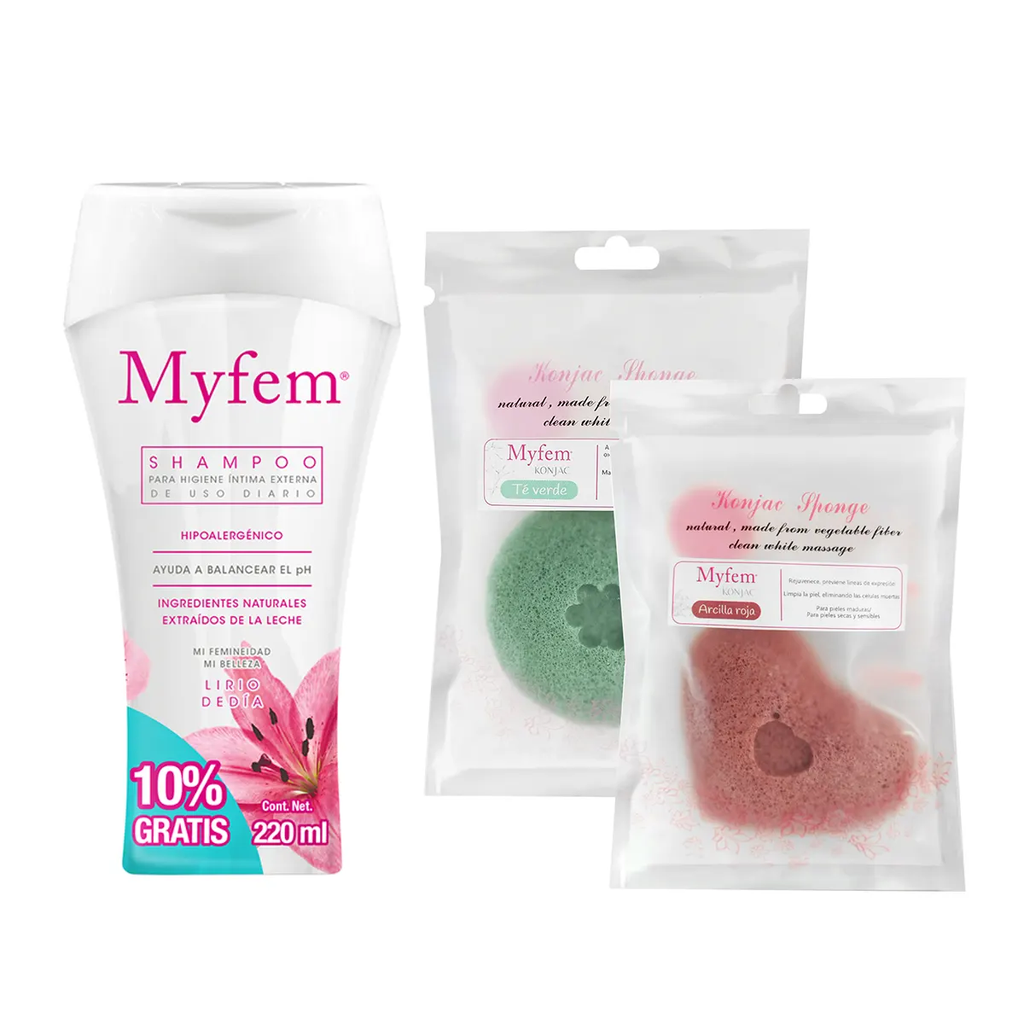 KIT SHAMPOO INTIMO MYFEM+ 2 ESPONJAS KONJAC