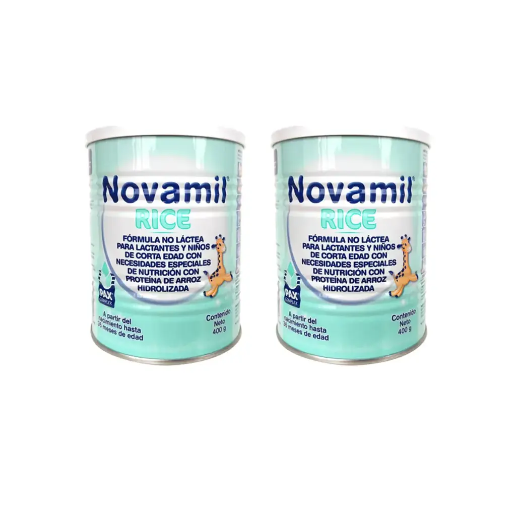 NOVAMIL RICE NO LACTEA DE 0 A 36 MESES DOS LATAS DE 400 G C/U