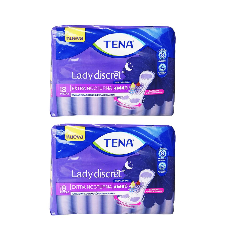 TENA LADY DISCRET 8 PZAS ABUNDANTE PACK 2 PZAS