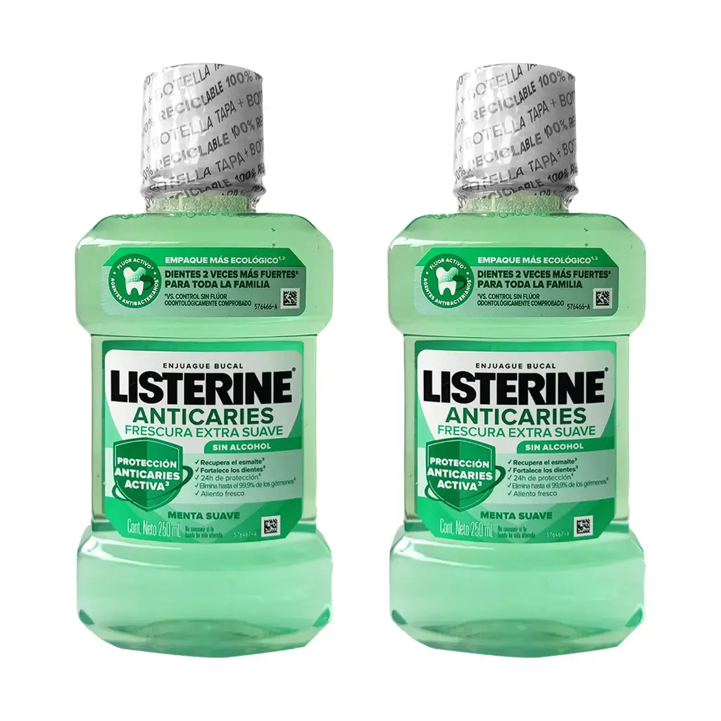 ENJUAGUE LISTERINE  ANTICARIES 250mL PACK 2pz