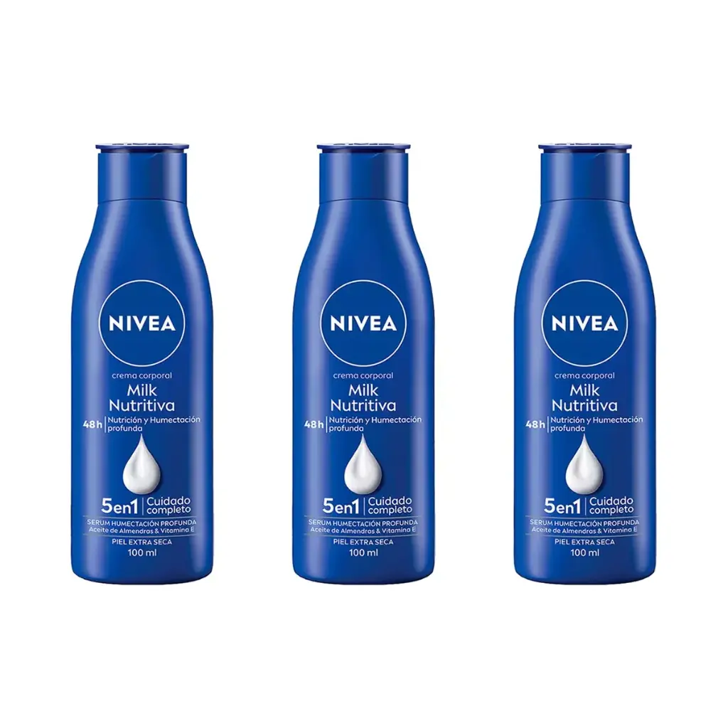 NIVEA CREMA CORPORAL MILK NUTRITIVA TRES PZAS DE 100ML