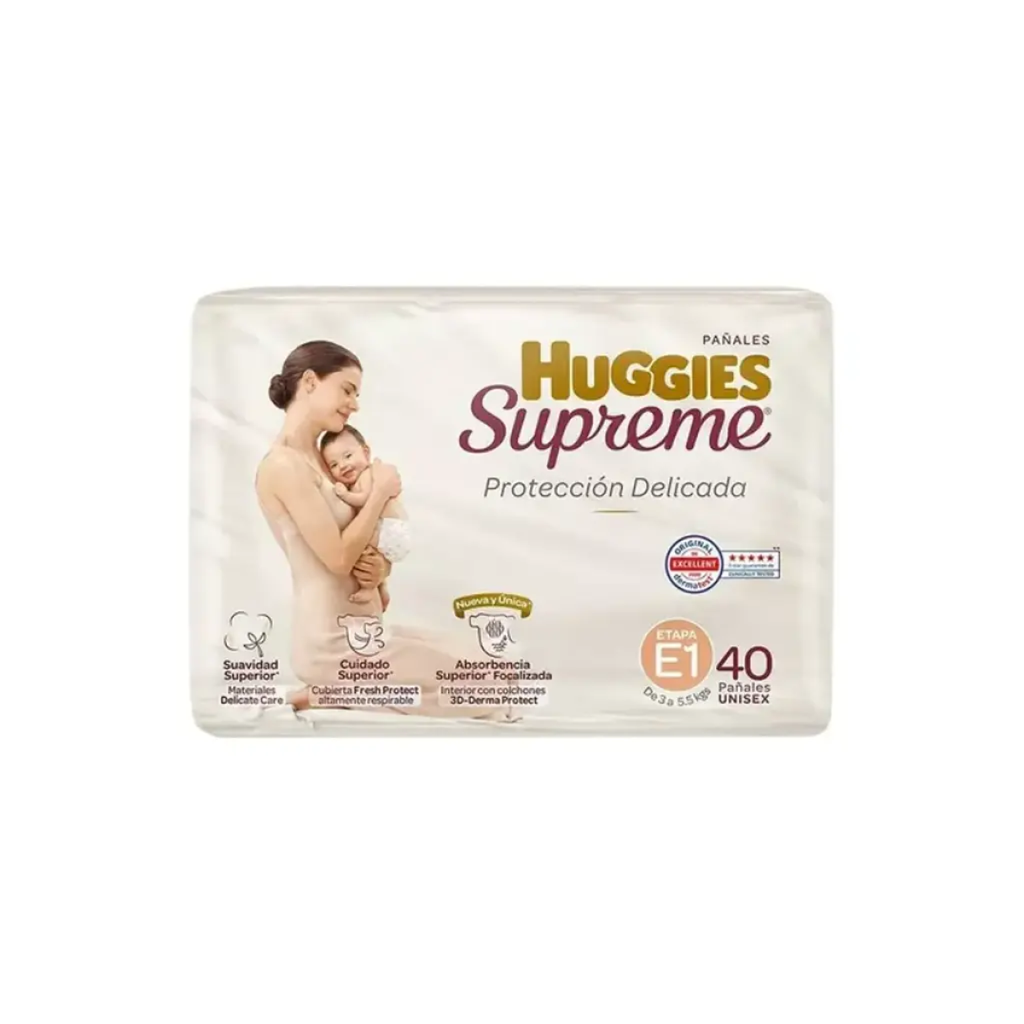 PAÑAL HUGGIES SUPREME UNISEX E1 C/40