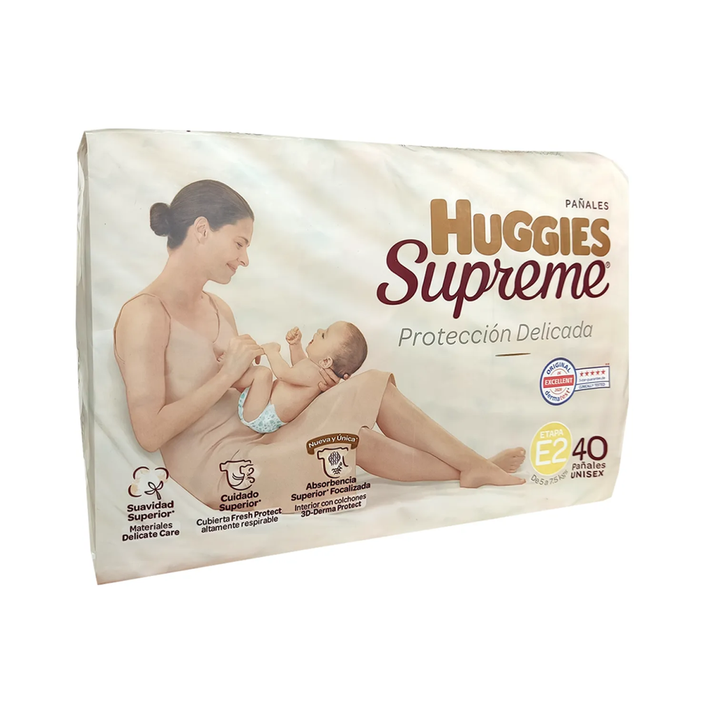 HUGGIES SUPREME PAÑAL UNISEX E2 C/40 PZAS