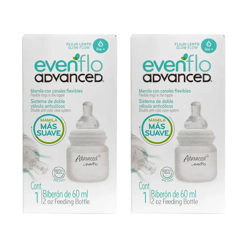 BIBERON EVENFLO ADVANCE 60 ML FLUJO LENTO 2 PACK