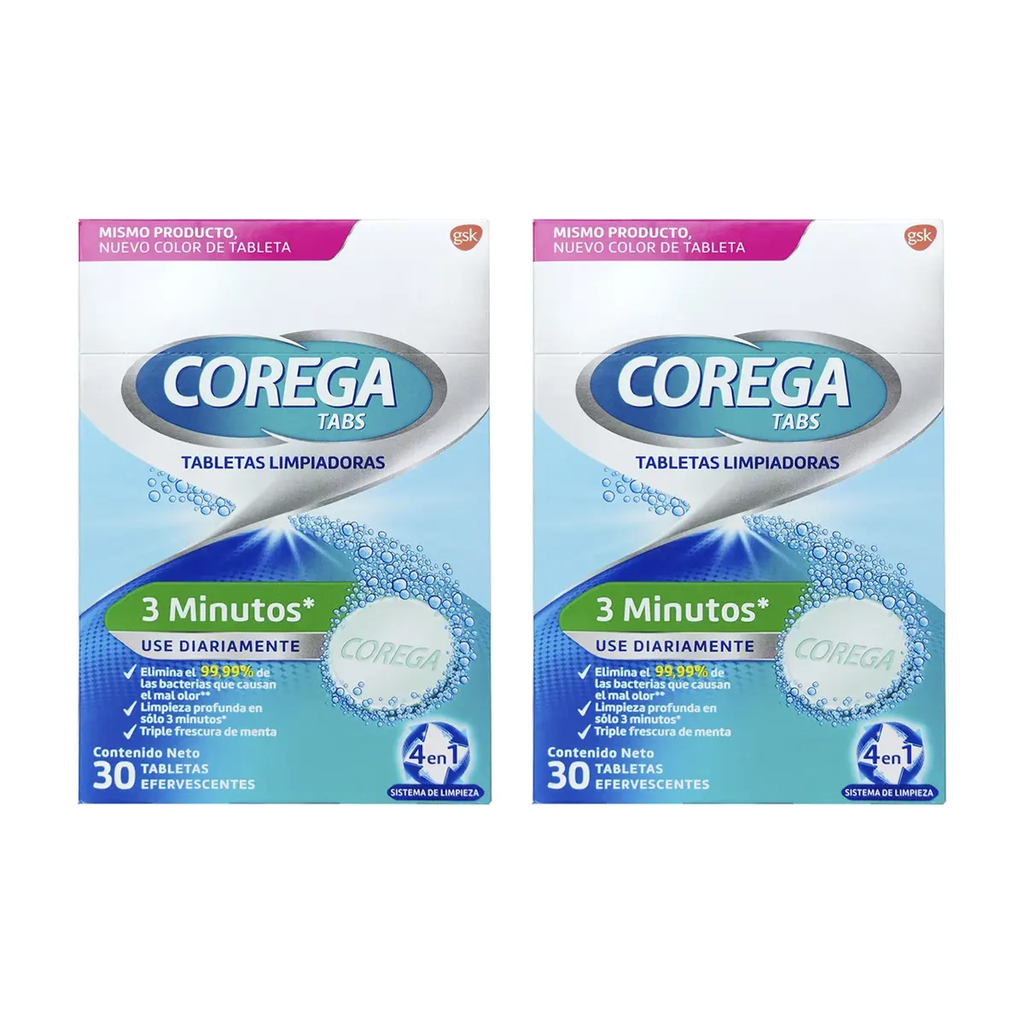 COREGA TABLETAS LIMPIADORAS PACK 2 PZAS