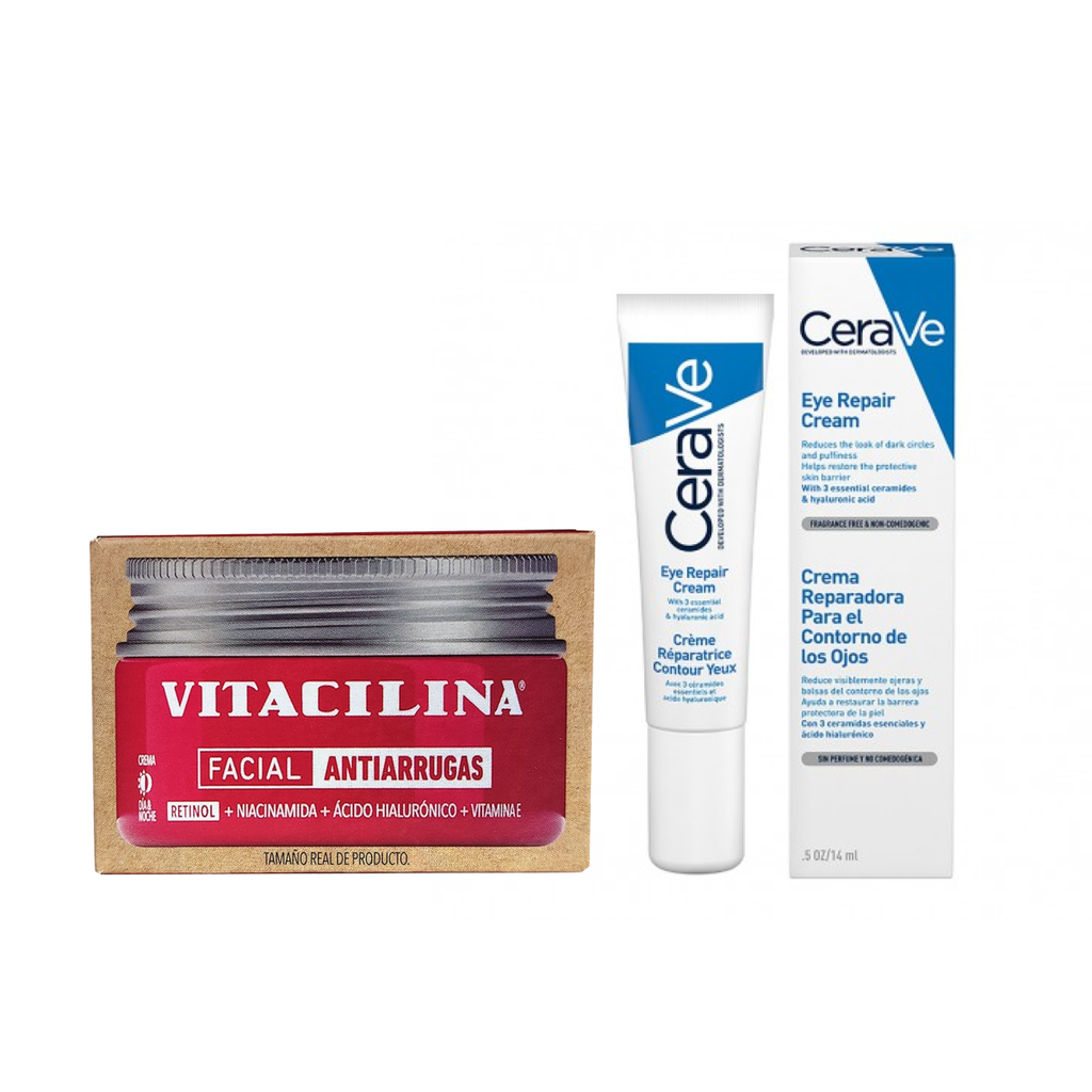 kit Antiedad Vitacilina Antiarrugas + Crema Reparadora Cerave Contorno De Ojos 