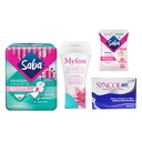 KIT TOALLAS FEMENINAS ULTRA INVISIBLES 10 PZS + TOALLITAS HUMEDAS SABA + SHAMPOO INTIMO MYFEM 220mL+ SYNCOL MAX