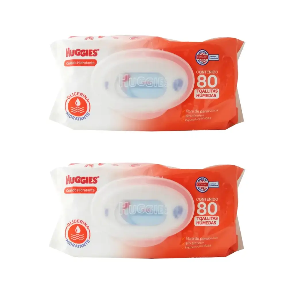 Pack 2 Toallitas Húmedas Huggies Cuidado Hidratante 80 