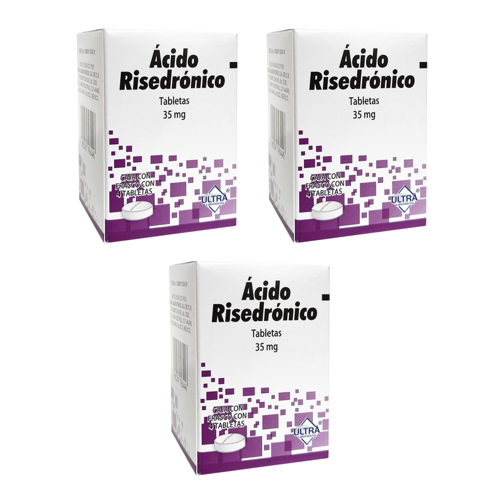 Acido Risedrónico Pack 3 Cajas Con 4 Tabletas De 35mg C/caja 