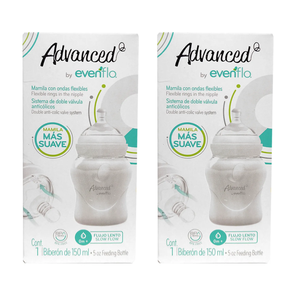 BIBERON EVENFLO ADVANCE 150 ML FUJO LENTO 2 PACK