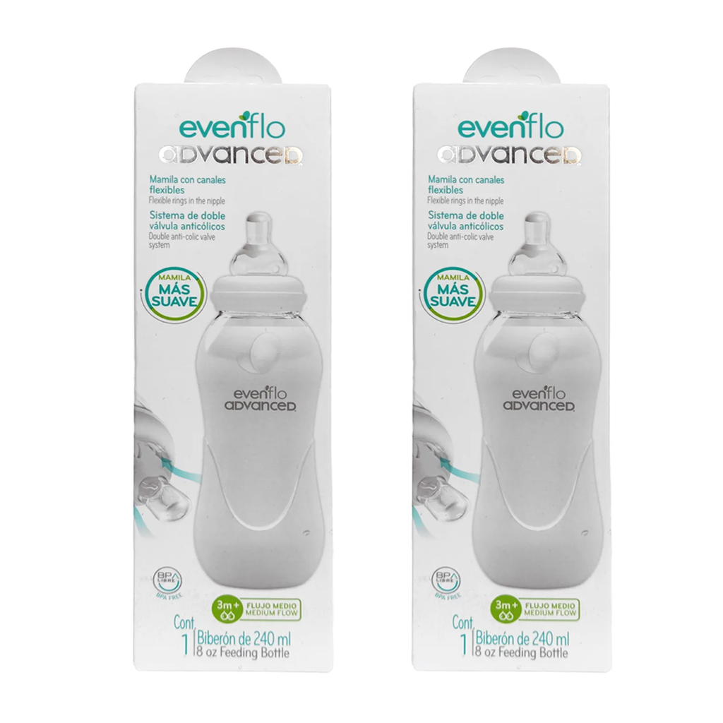 BIBERON EVENFLO ADVANCE 240 ML FLUJO MEDIO 2 PACK