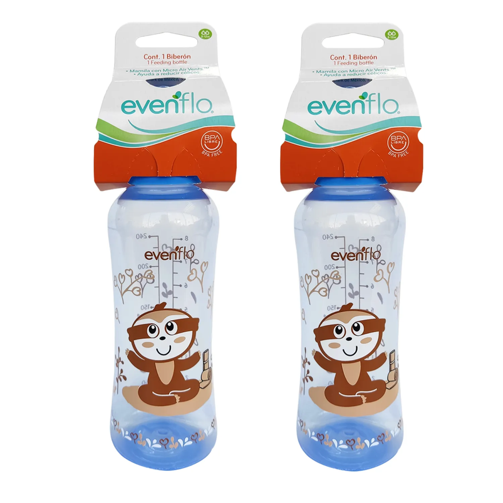 BIBERON EVENFLO COLORES 240ML 8OZ PACK2 