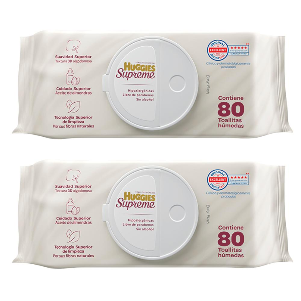 TOALLITAS HUMEDAS HUGGIES SUPREME - 80pzs 2 PACK