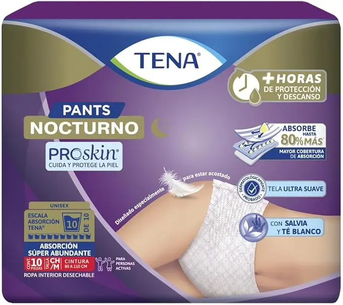 TENA PANTS NOCTURNO M 10 PZS