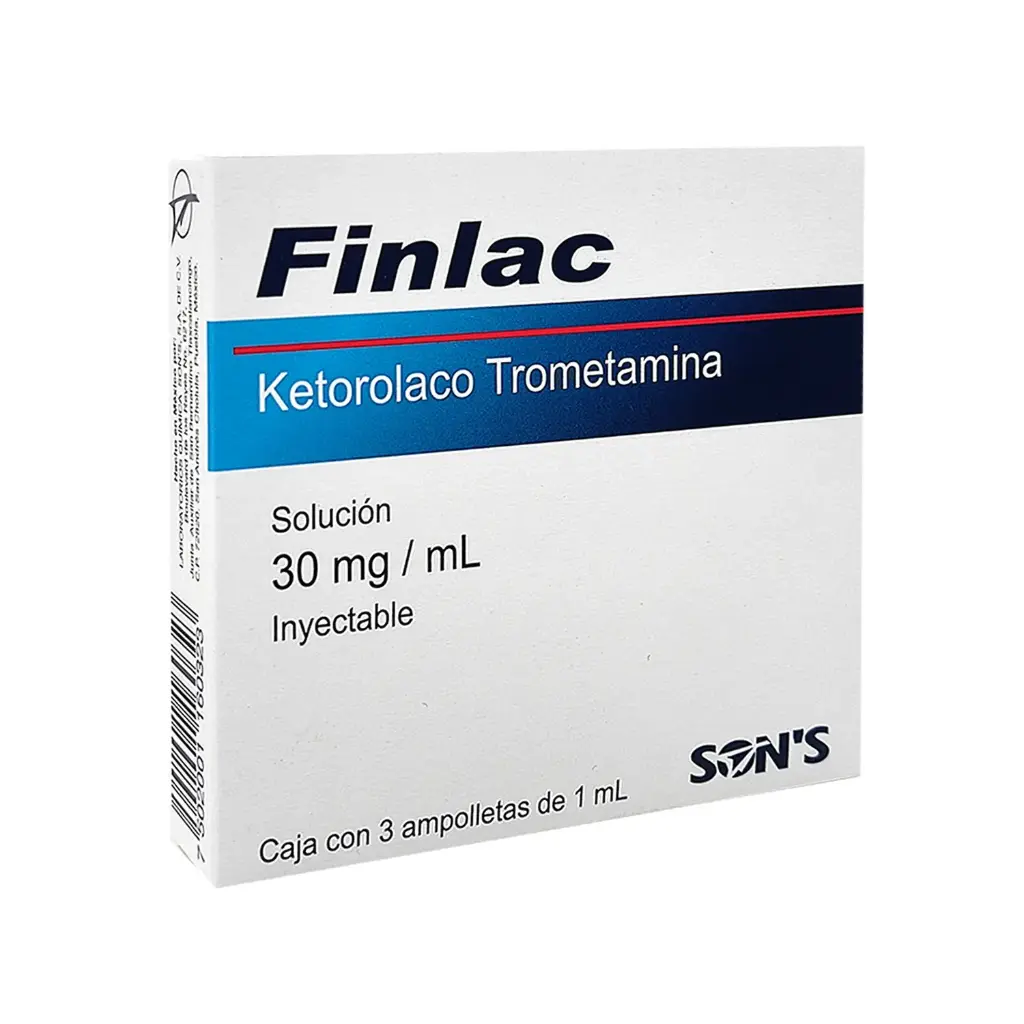 FINLAC KETOROLACO TROMETAMINA 30mg/mL 3 Ampolletas