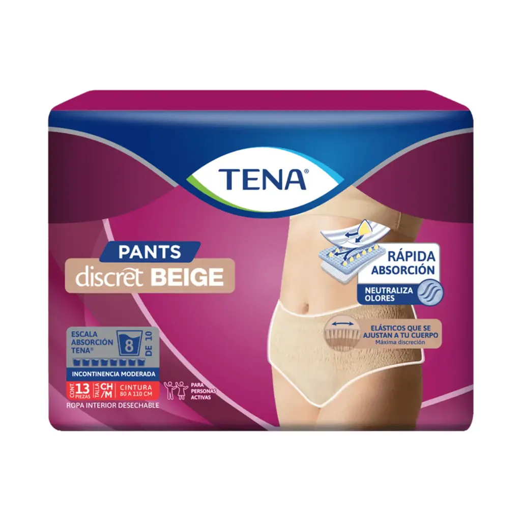 TENA PANTS DISCRET BEIGE M 13pzs