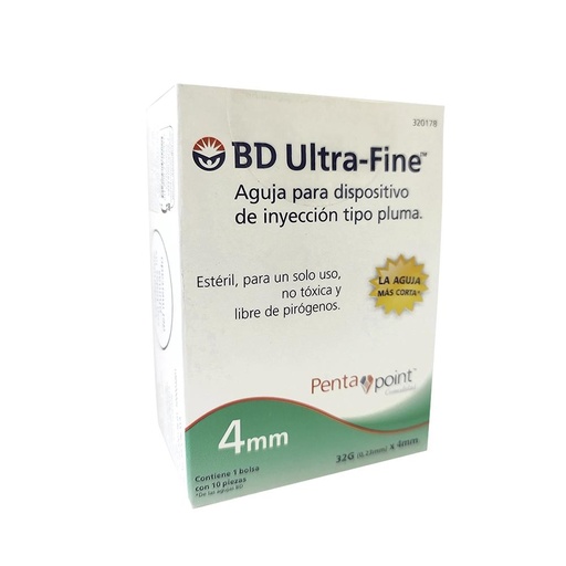 AGUJA BD ULTRA FINE 32g X 4mm 10pz