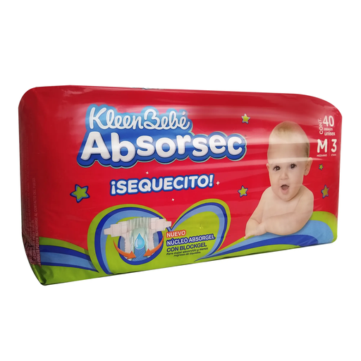 PAÑALES KLEENBEBE ABSORSEC ULTRA MEDIANO 40 Pzs