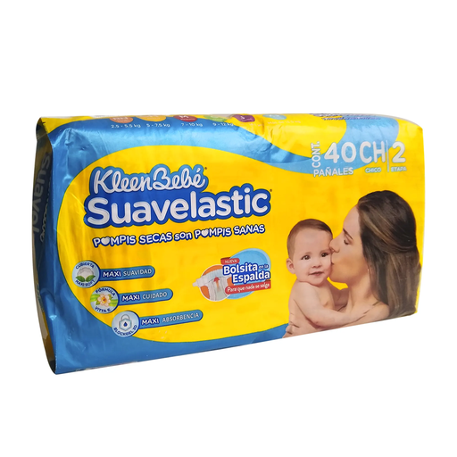 PAÑALES KLEENBEBE SUAVELASTIC MAX E2 CHICO 40 Pzs