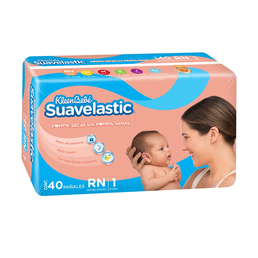 PAÑALES KLEENBEBE SUAVELASTIC MAX RN E1 40 Pzs