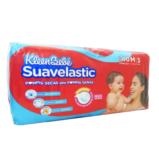 PAÑALES KLEENBEBE SUAVELASTIC MAX MED E3 40 Pzs