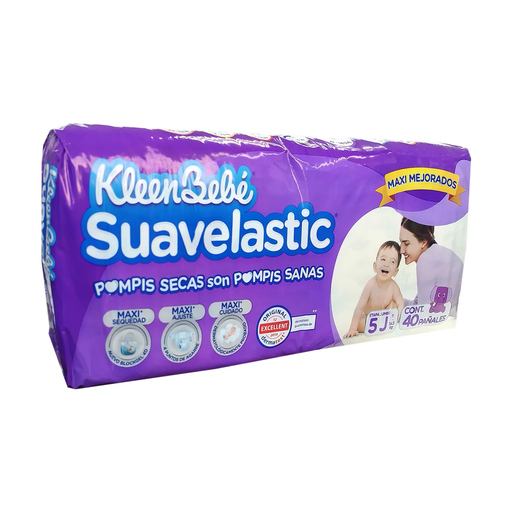 PAÑALES KLEENBEBE SUAVELASTIC MAX JUMBO E5 40 Pzs