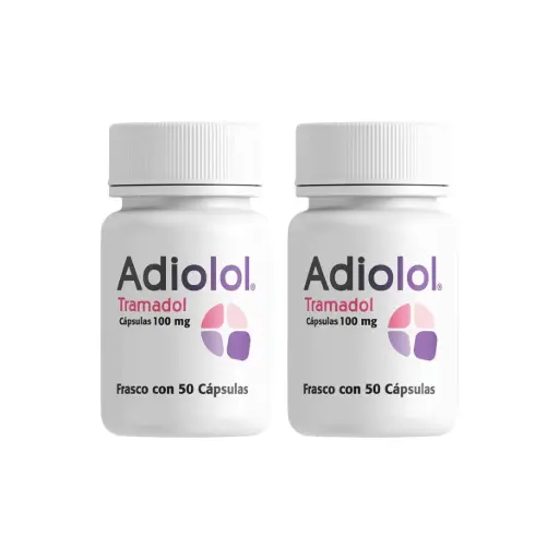 ADIOLOL TRAMADOL 100mg PACK 2 FRASCOS DE 50 Cápsulas C/U
