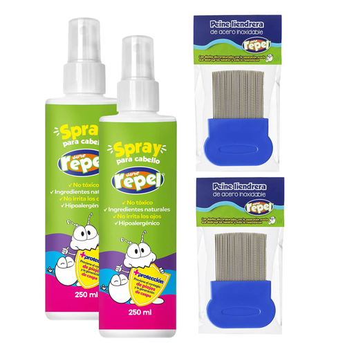 KIT ANTI PIOJOS SURE REPEL 2 SPRAY Y 2 PEINES LIENDREROS